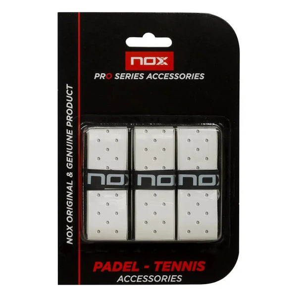 NOX Overgrips – Pro Perforated White (Pack of 3)